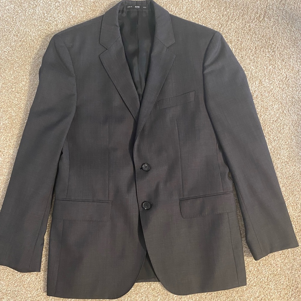 HUGO BOSS Gray Wool Jacket, Size 36 S